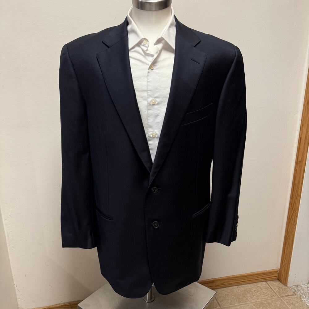Ermenegildo Zegna Navy Blue Solid Blazer Jacket Wool Coat Mens 40 Switzerland